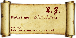 Metzinger Zétény névjegykártya